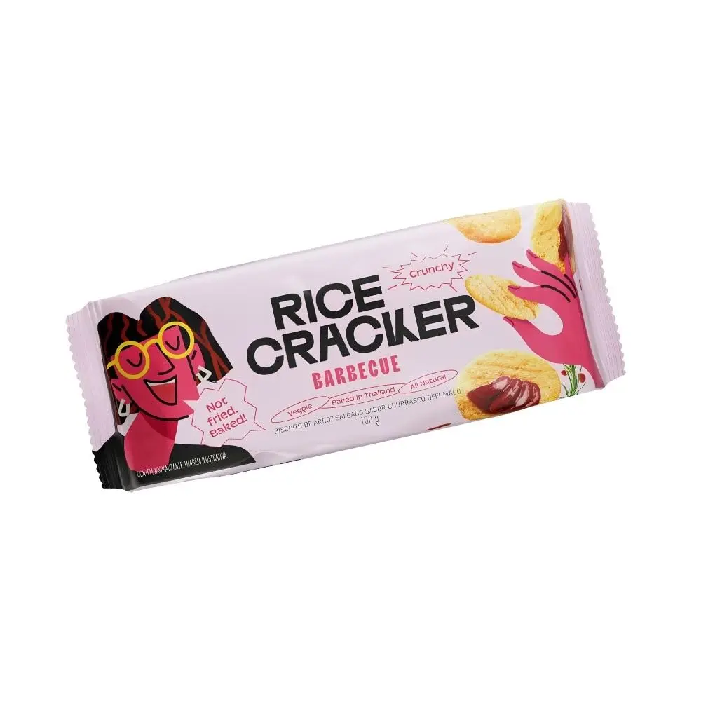 Biscoito de Arroz Tailândes Vegano Sabor Barbecue 100g - Rice Cracker