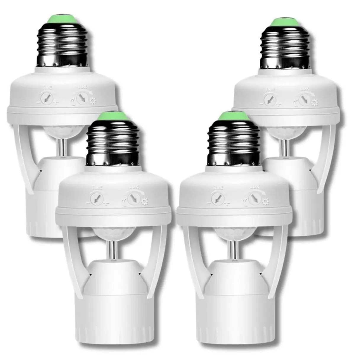 Fotocélula Soquete Sensor de Movimento para Lâmpada Soquete E27 Controle Automático de Iluminação Economia de Energia Ideal para Áreas Externas Garagem Corredores (4PCS)