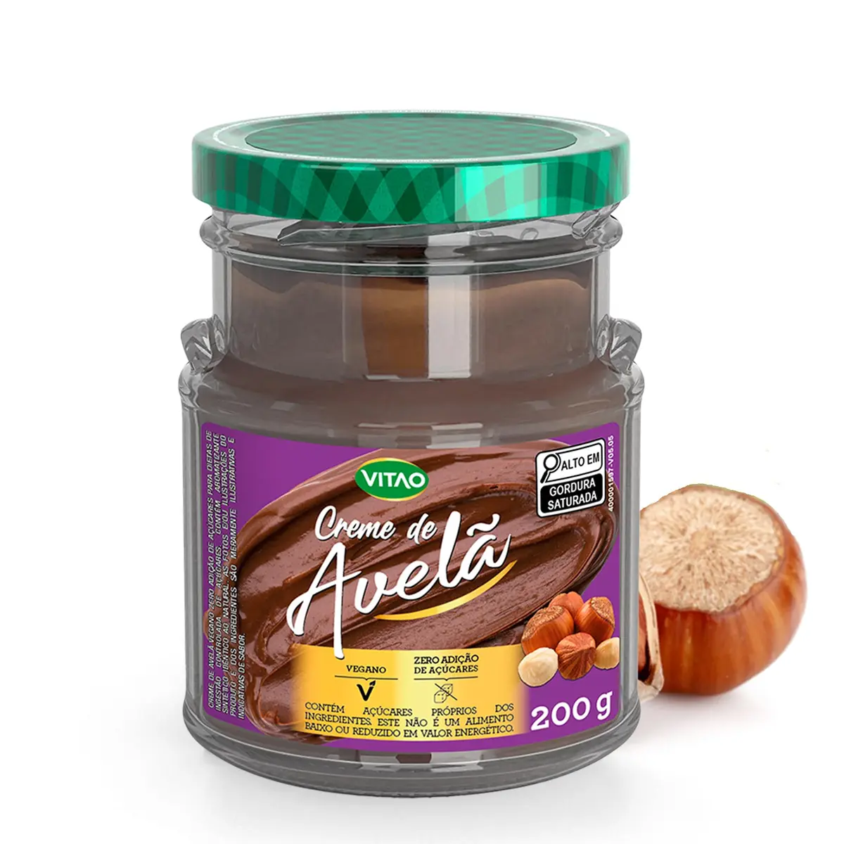 VITAO Creme de Avelã Vegano Zero Açúcar 200g – Sem Glúten, Menos Calorias e Uso Versátil