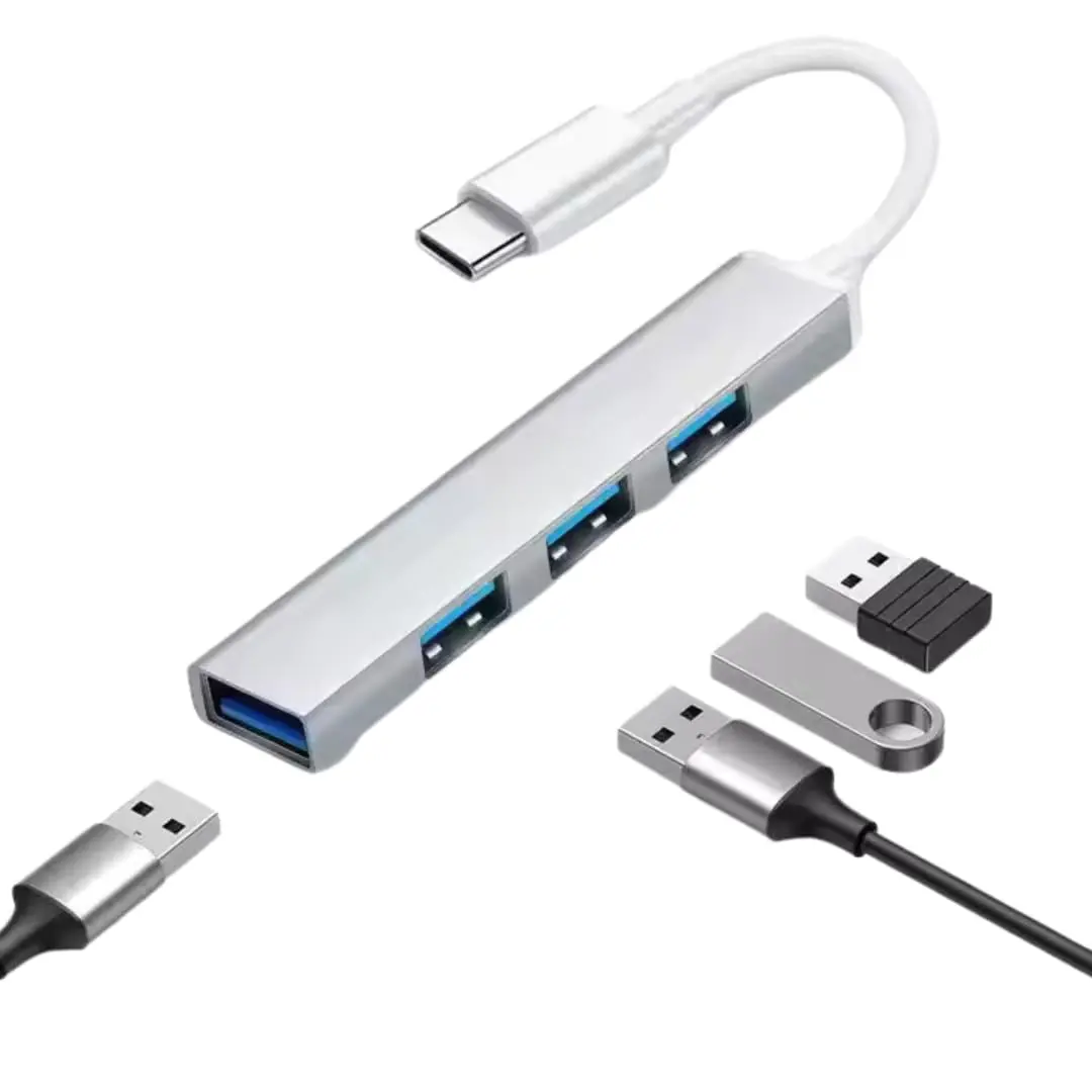 Hub USB 3.0 4 Portas - 5 Gbps Alta Velocidade - Divisor e Expansor de Porta USB - Para Notebook, PC e MacBook - Modelo 2 em 1 com USB-C - 1