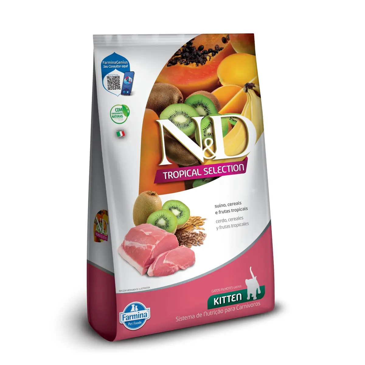 N&D Tropical para Gatos Filhotes de Todas as Raças Sabor Suíno, Cereais e Frutas Tropicais 7Kg - 1