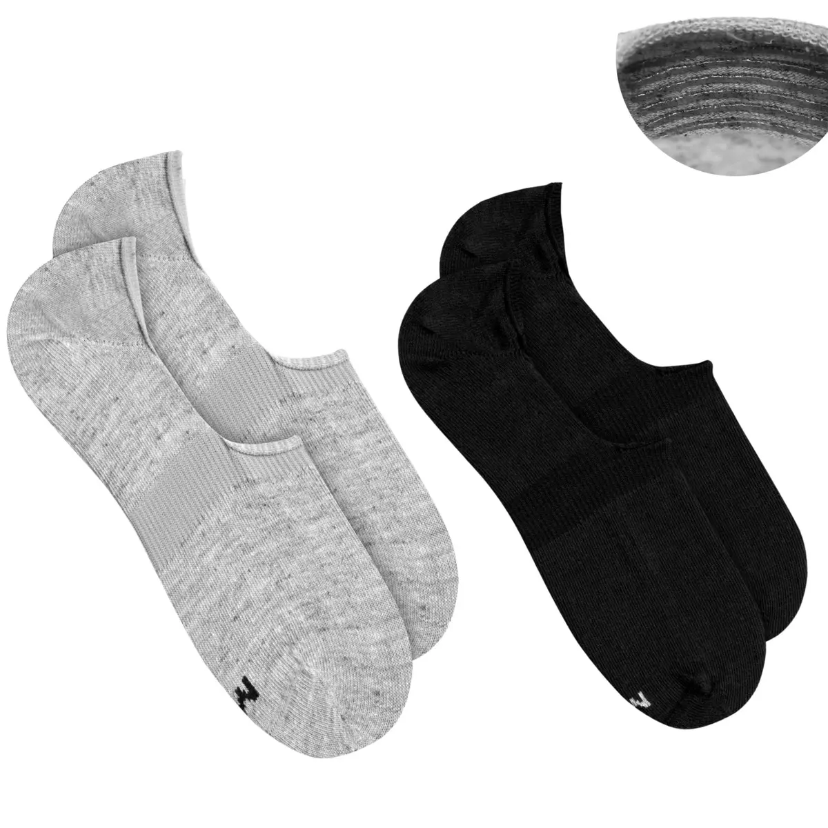 Kit 2 Pares Meia Super Invisível Soquete Masculina Mash Com Silicone Interno - 1