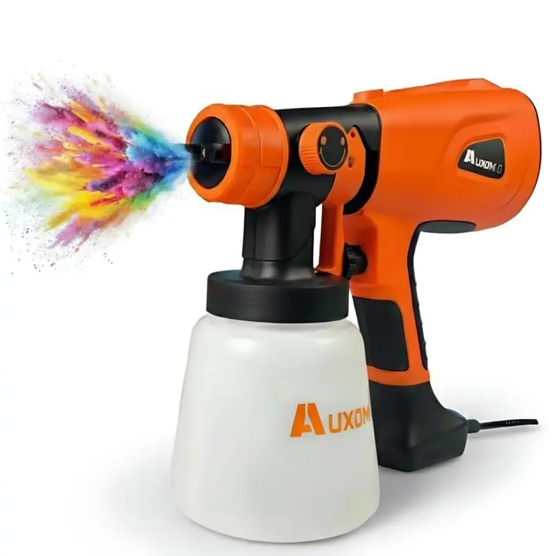 AUXOM Pistola de Pintura Elétrica Profissional 600W, Pulverizador de Tinta com 3 Bicos e Tanque 800ml, Alta Velocidade para Acabamento Uniforme - para Parede, Móveis, Carro e Projetos DIY (110 Volts) - 1