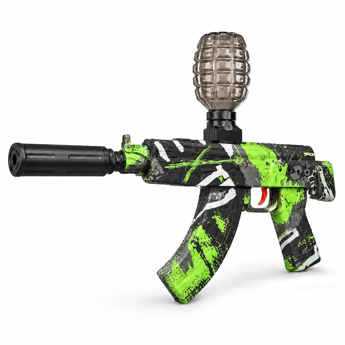 Metralhadora Automática Arminha Brinquedo Lançador Bolinhas Gel Recarregavel Ak47 Cor Verde thumbnail 2