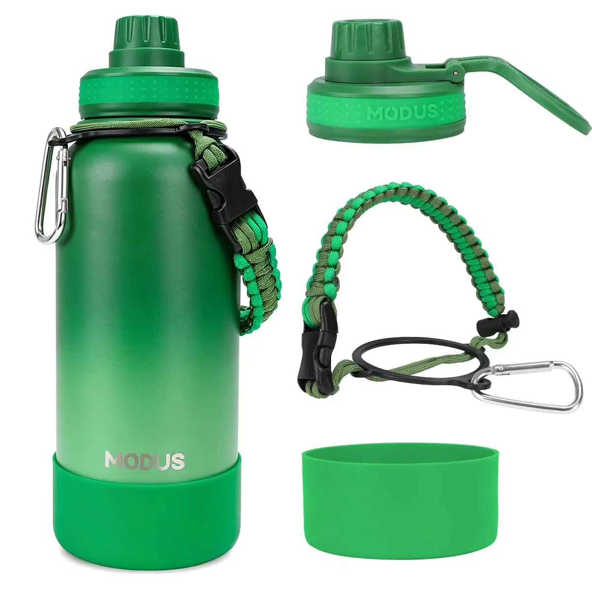 Garrafa Térmica De Água Isolada 950ml De Aço Inox Com Alça | Gradiente Preto a Verde
