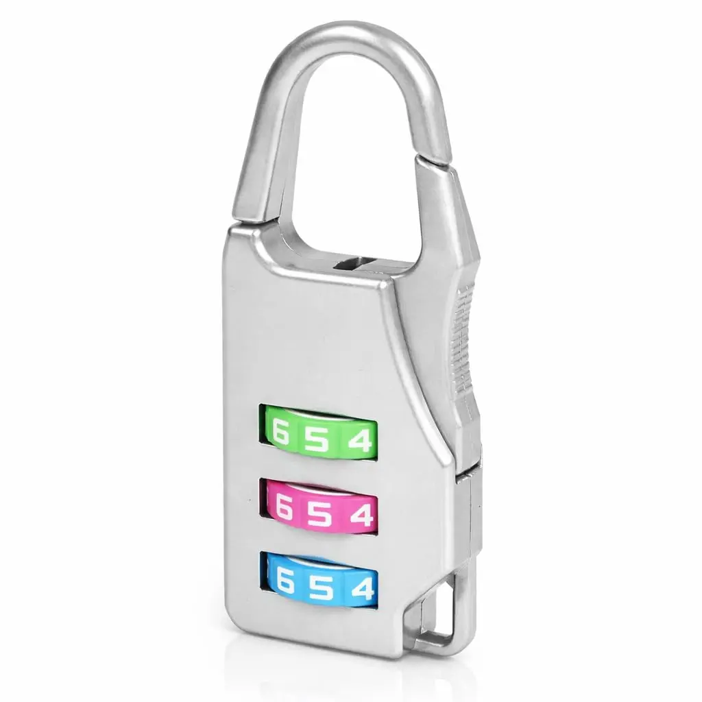Cadeado com Segredo de 3 Dígitos para Bagagem Mochilas e Bolsas Compacto e Resistente Segurança em Viagens (Prata) - 1