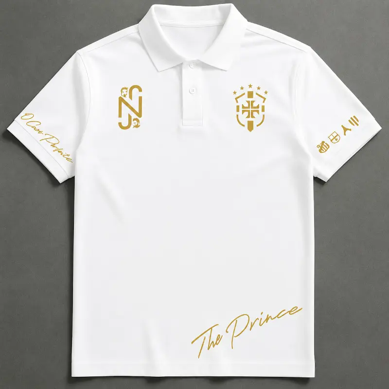 Camiseta Polo Masculina Preta Premium Número 10 Dourado –Plus Size Streetwear Futebol Casual Oversized Moda Masculina