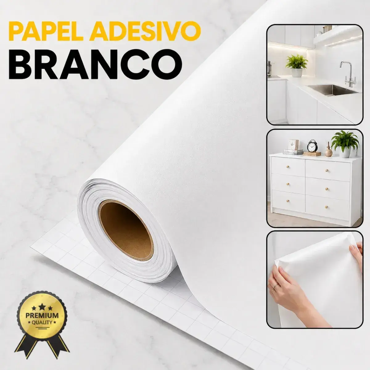 Papel Adesivo 2 Metros X 45cm Envelopamento Móveis E Parede Branco Fosco Autocolante Lavável Vinílico CNC DO BRASIL