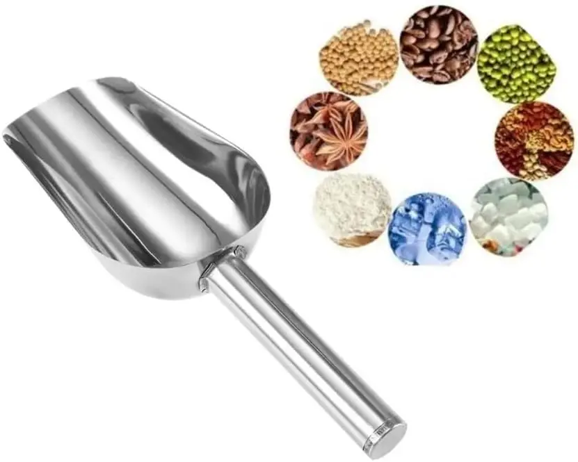 Pá para Gelo em Aço Inox com Cabo para Bebidas Balde e Cozinha