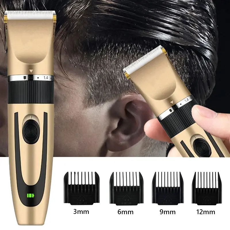 Máquina de Cortar Cabelo Elétrica Profissional Recarregável para Homens - Aparador e Barbeador Doméstico