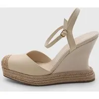 Sandália Feminina Arezzo Couro Salto Alto Off-White - 1