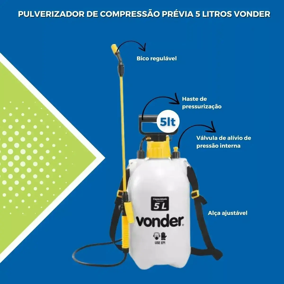 Pulverizador De Veneno E Jardim 5 Litros Vonder Profissional Branco thumbnail 9