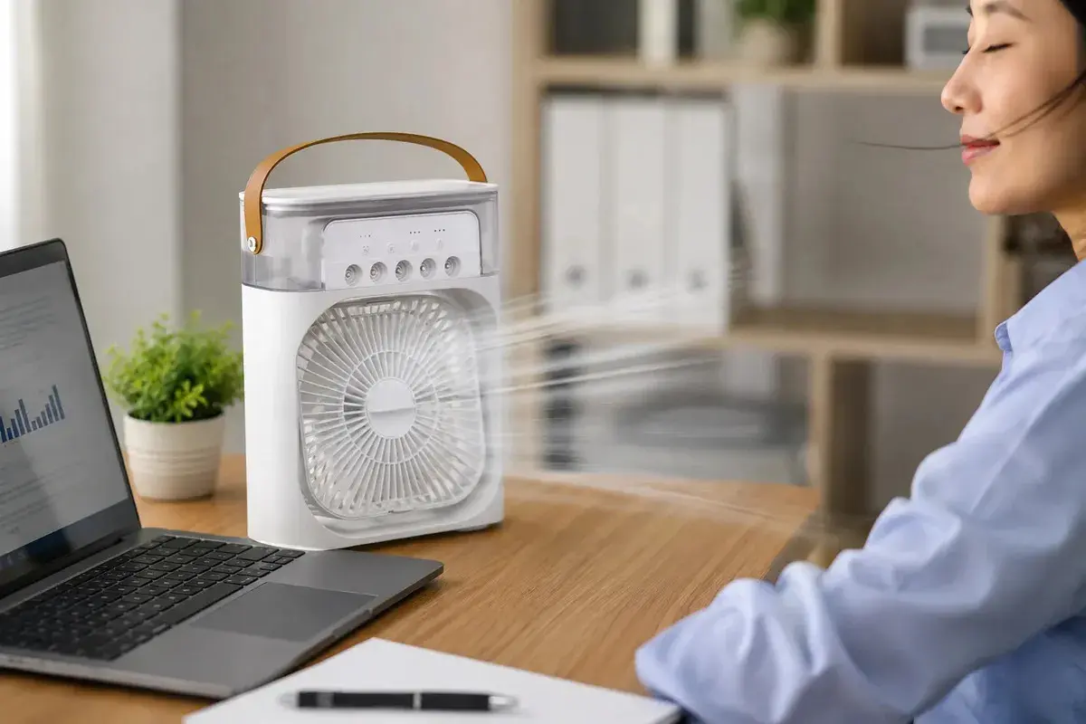 Mini Climatizador Ar Condicionado Ventilador Umidificador Portátil Gelo Branco