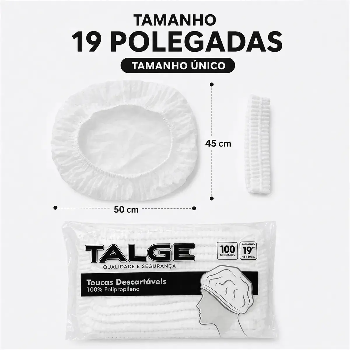 Touca Descartável Tnt Branca Talge C/ 100 Unidades Cor Branco thumbnail 3