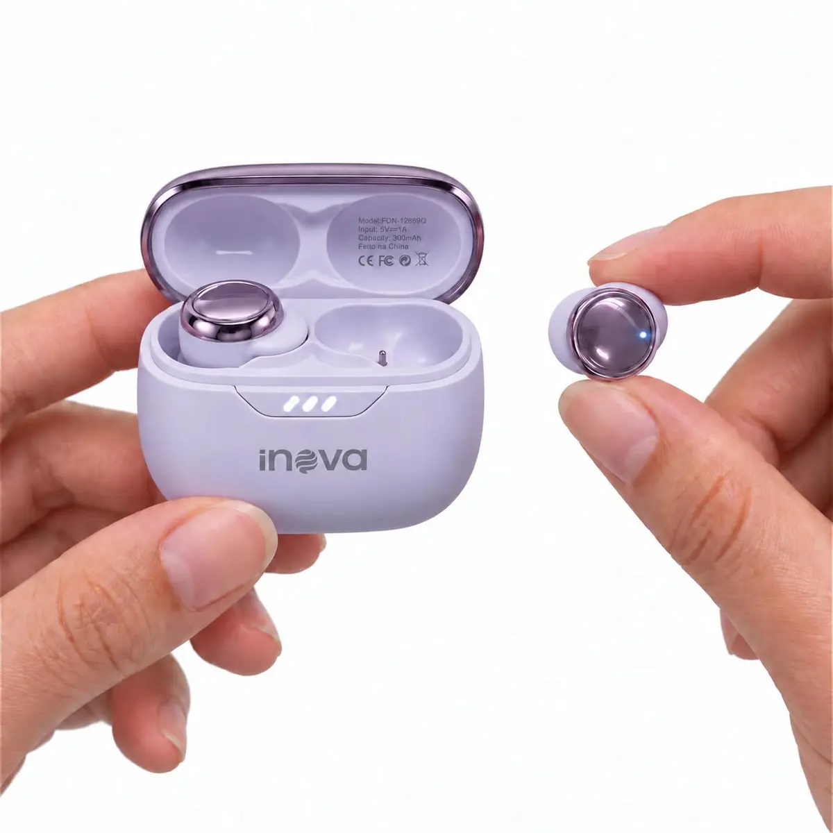 Fone de Ouvido Bluetooth para Dormir com ANC, Roxo | Design compacto, apenas 2,7 g por fone, silicone macio, controle por toque e estojo de carregamento.
