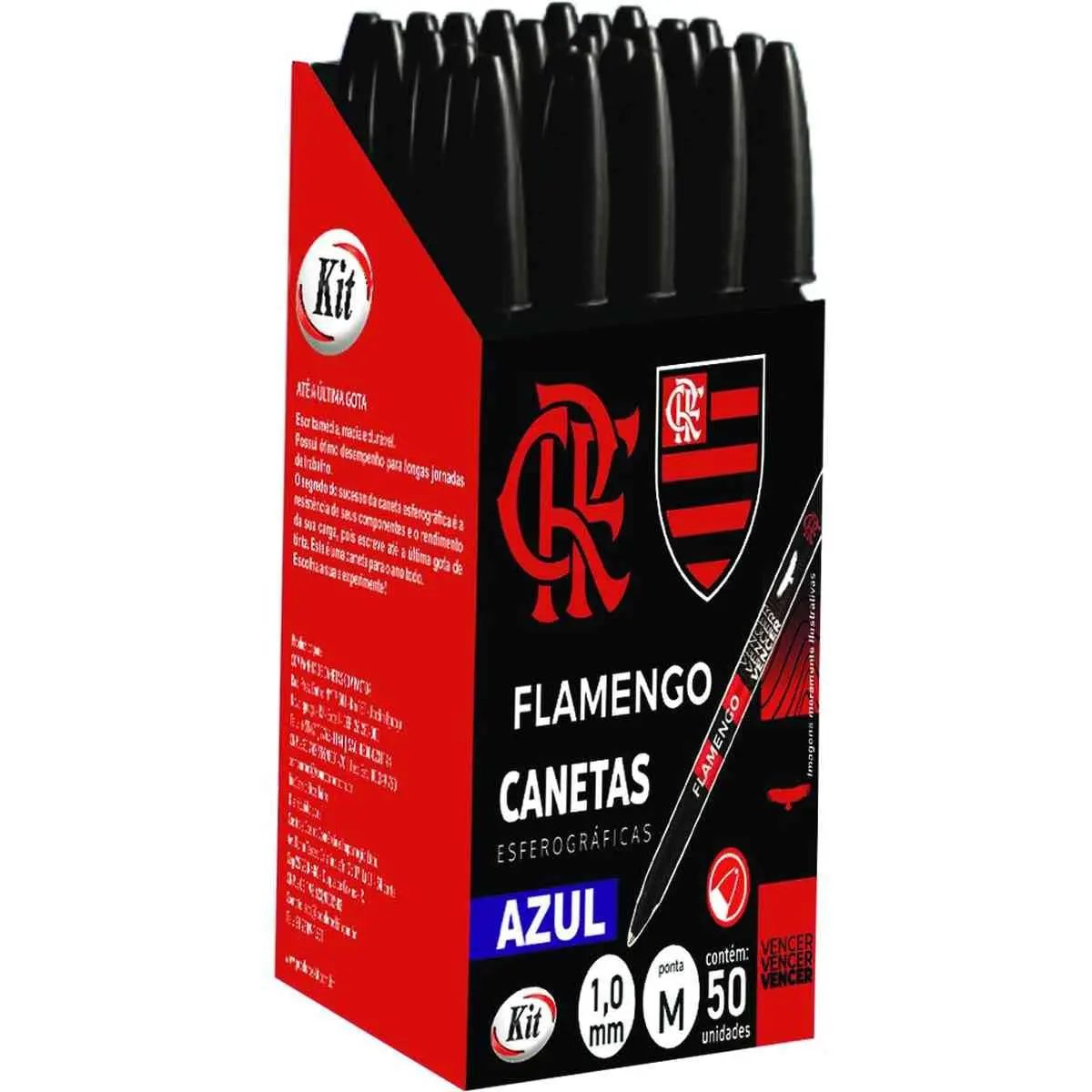 Caneta Esferográfica, Kit, Flamengo, 1,0 mm, Azul, Caixa com 50