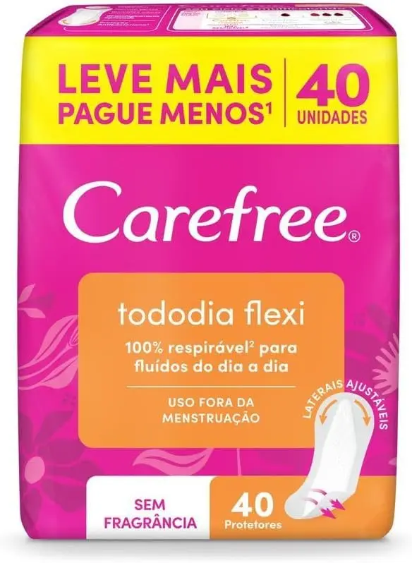 Protetor Diário Carefree Todo Dia Flexi, Sem Fragrância, 40 Unidades - 1