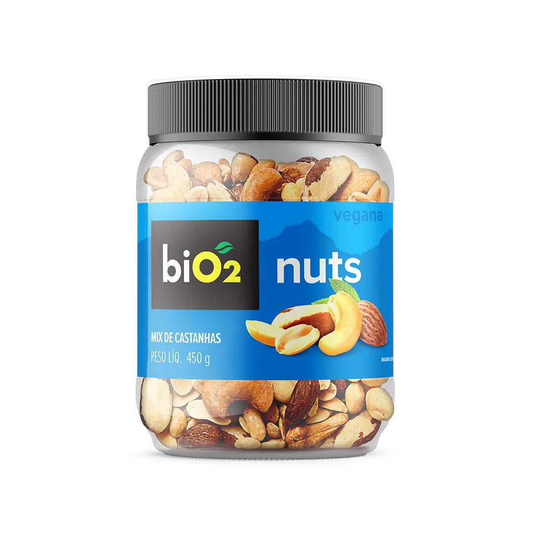 Mix de Castanhas biO2 Snack Nuts, Pote 450 g - Vegano e sem Glúten