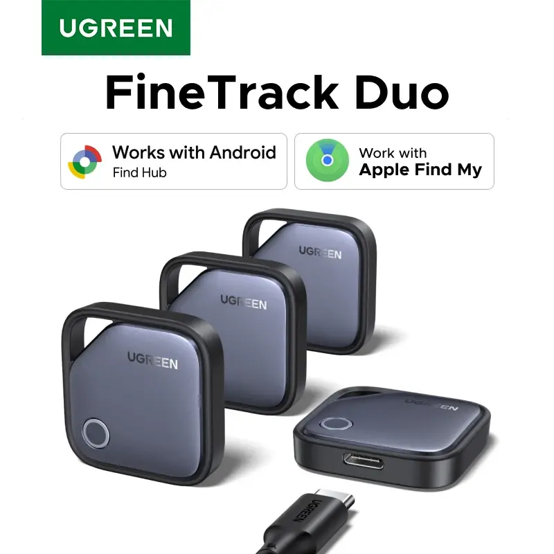 UGREEN【Compatibilidade com sistema duplo】Smart Finder para Apple Find My (iOS) e Find Hub App (Android) Cartão rastreador Bluetooth