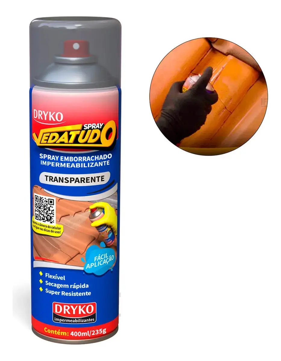 Spray Vedatudo Vazamentos De Agua Reparo Telha Laje Calha Transparente 400ml - 1