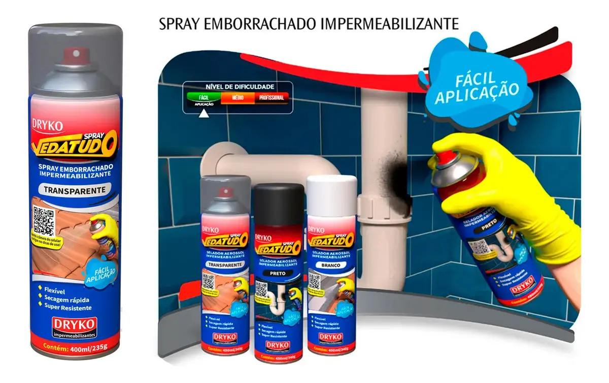 Spray Vedatudo Vazamentos De Agua Reparo Telha Laje Calha Transparente 400ml thumbnail 3