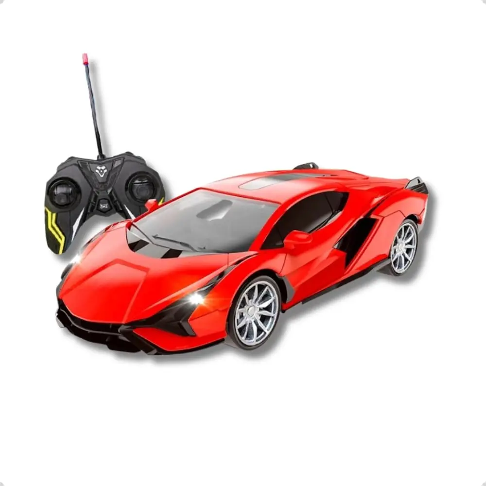 Carrinho de Controle Remoto Esportivo, Vermelho, com Faróis, Brinquedo Infantil - 1