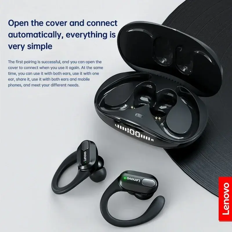 Lenovo xt80 fones de ouvido sem fio bluetooth 5.3 verdadeiro com microfone controle botão redução ruído ganchos à prova dwaterproof água - 1