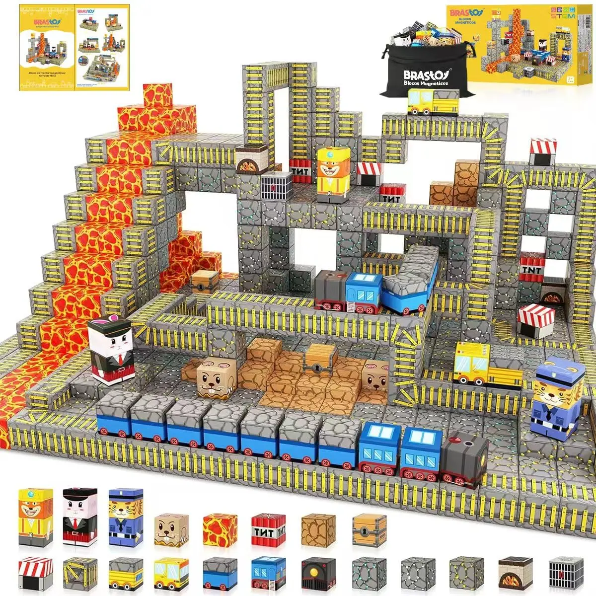 Blocos de Montar Magnéticos 84 Peças Construção 3D STEM Montessori | Brinquedos Sensoriais STEM Montessori, 2.5 cm