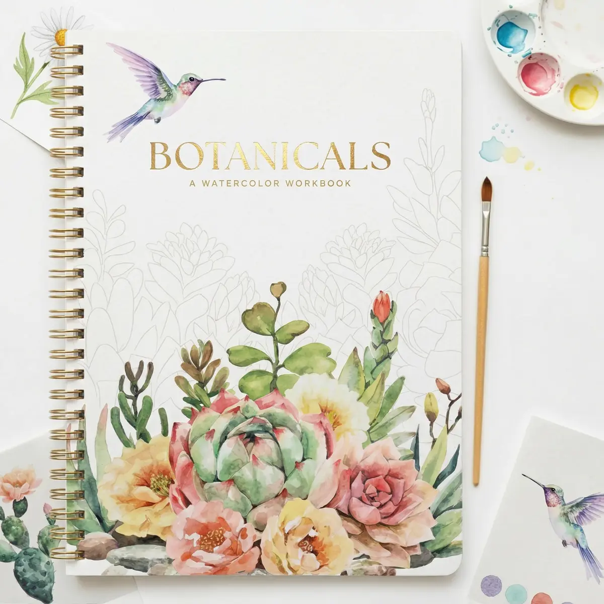 Lindo livro de aquarela para iniciantes, livro de exercícios de pintura | 12 designs botânicos em papel de qualidade - livro de atividades em aquarela relaxante para adultos e o presente de arte