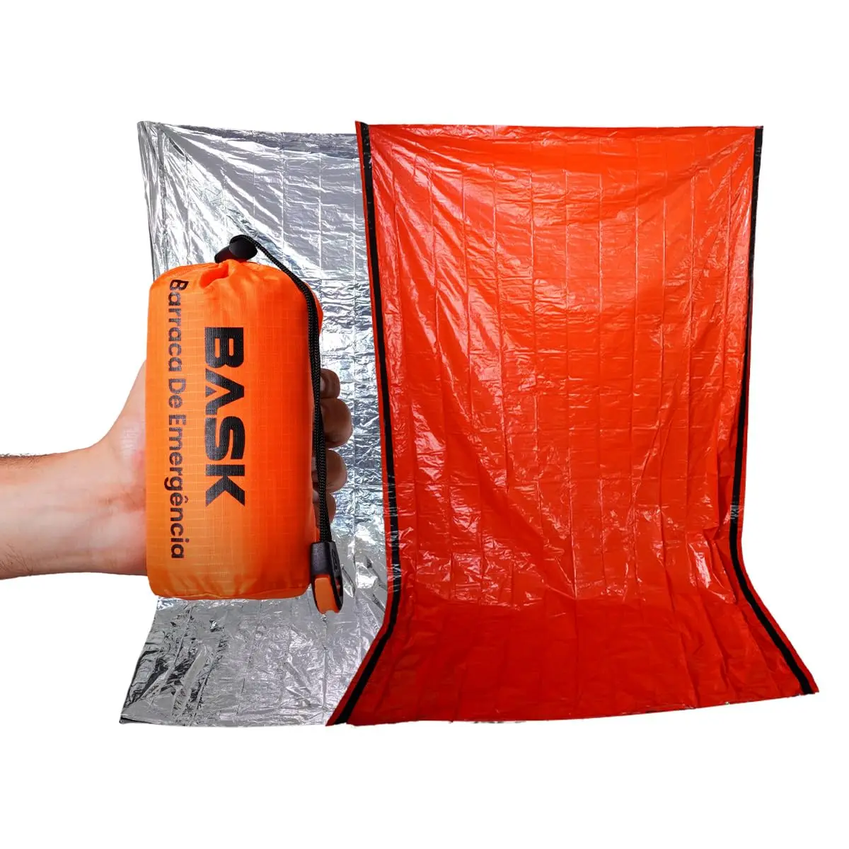 BASK Shelter 5 em 1 Abrigo de Emergência Manta Térmica Toldo Protetor Solar P/Para-Brisa e Sinal de Resgate Dobrável PU5000 Apito & Corda Incluídos - 1