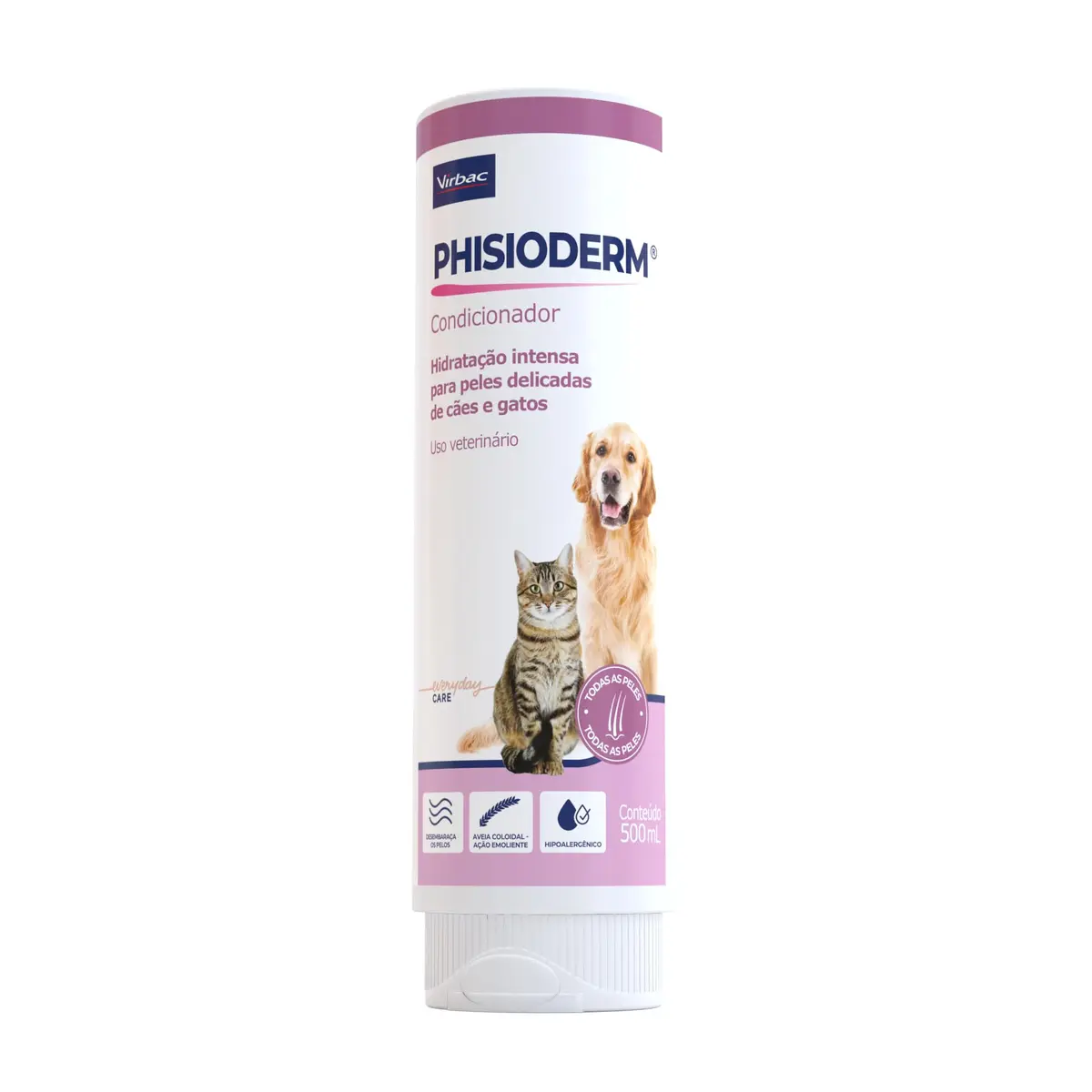 Virbac Phisioderm Condicionador para Cães e Gatos 500 mL | Limpeza Regular, Cães, Virbac, Pele