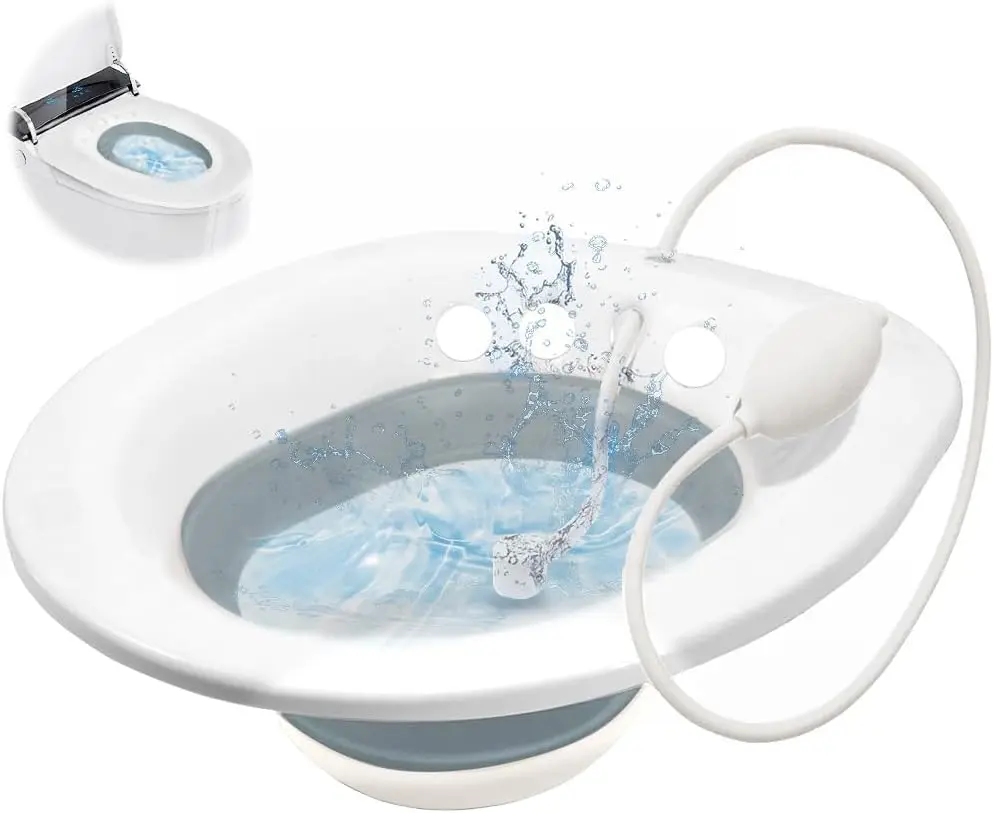 Bacia para Banho de Assento, Banho de Assento, Bacia Bidê Portátil para Banho de Assento, Higiene Íntima, Hemorroidas, Bacia Banho de Assento Adulto, Bacia Retratil