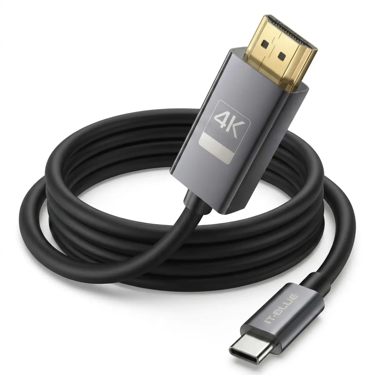 Cabo Adaptador USB-C para HDMI 2.0 Ultra HD 4K HDR Premium 1.8 Metros Conectores Banhados a Ouro Alta Velocidade para Monitores Projetores e Dispositivos Tipo-C - 1