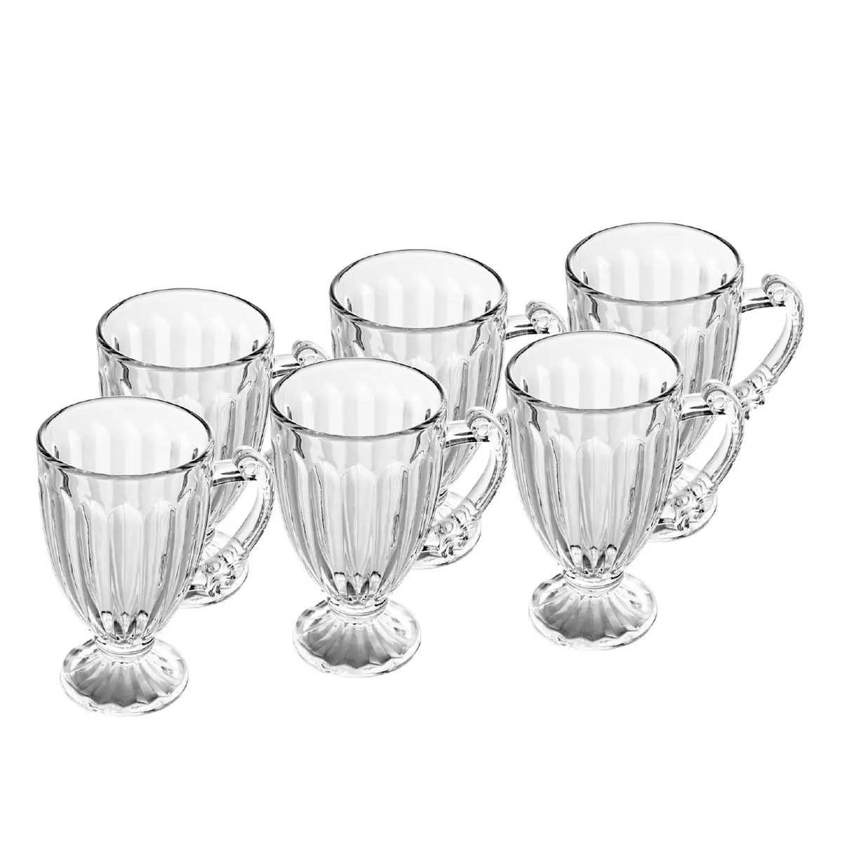 LYOR - Conjunto 6 Xícaras de Cristal com Pé Imperial 200ml - Ideal para Chá e Sobremesas Especiais
