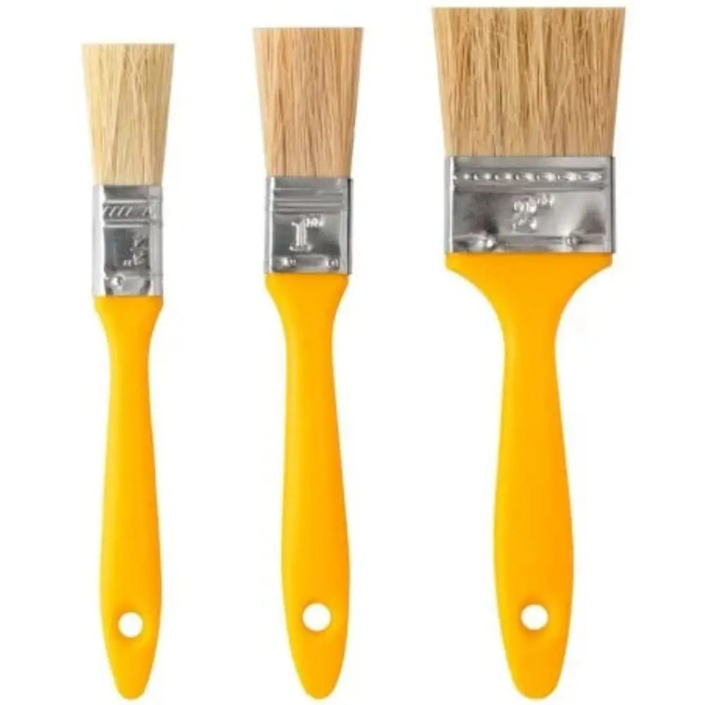 Kit de Pincéis para Pintura, 3 Peças, Tricha, Cabo de Plástico 3/4" 1,5" 2