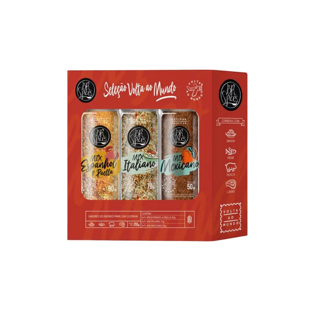 Kit Seleção Volta ao Mundo BR Spices 210G - Caixa Com 3 Moedores - 1