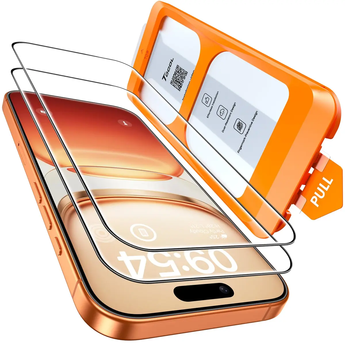 TOCOL Película para iPhone 17 Pro 6.3", Instalación Fácil sin Burbujas | Vidro Temperado 9H+, Proteção Militar Antiestilhaço 8 pés, Cobertura Total das Bordas, Compatível com Capas, HD, 2 Unidades