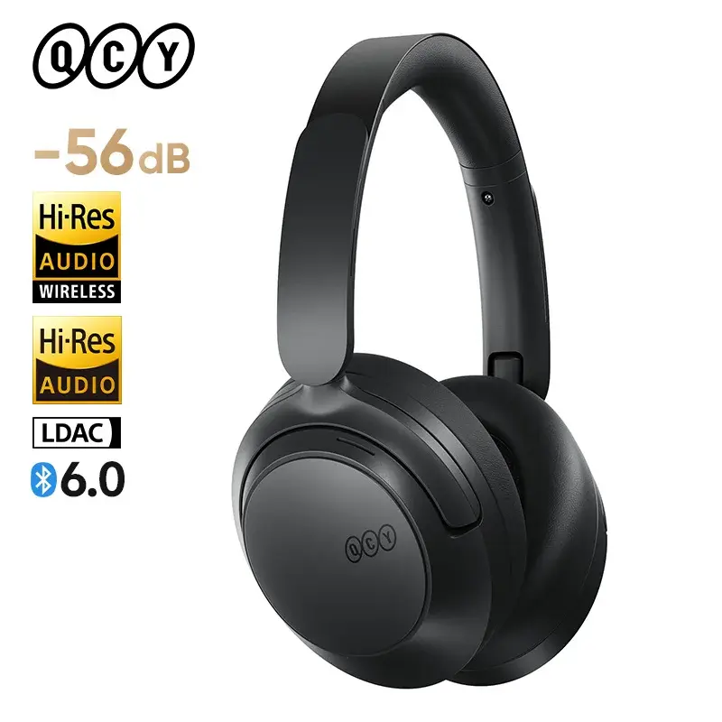 Qcy h3s sobre a orelha fone de ouvido sem fio bluetooth 6.0 hi-res ldac som espacial fone de ouvido duplo driver-56db adaptável anc fone de ouvido 102h