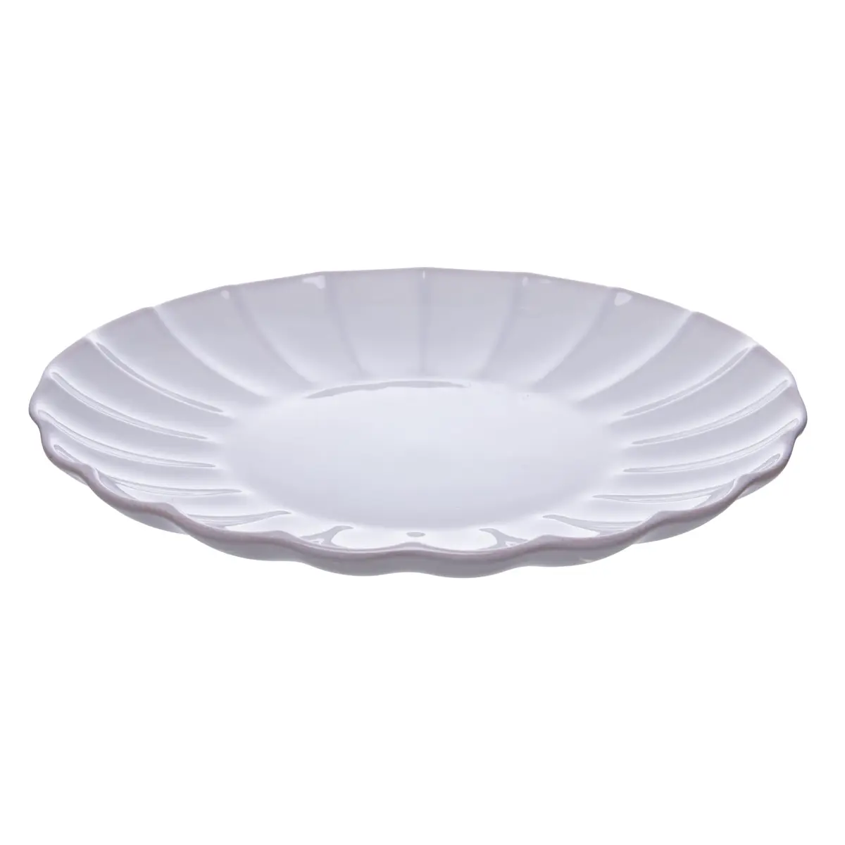 Prato Raso Scallop 27cm Creme Cerâmica - Wolff