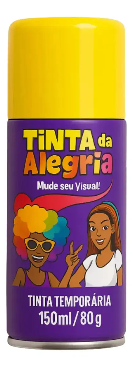 Tinta Temporária Dalegria Amarela Spray Aerossol Carnaval Festa