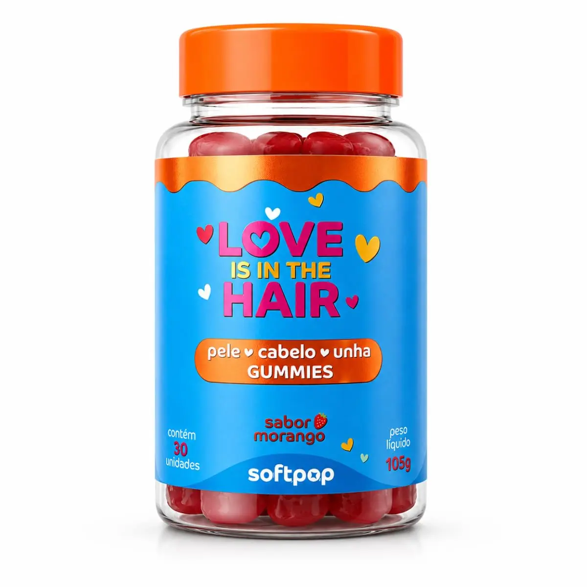 Colágeno Hidrolisado em Gummy com Biotina e Vitaminas SOFTPOP | Colágeno hidrolisado em goma, sabor morango