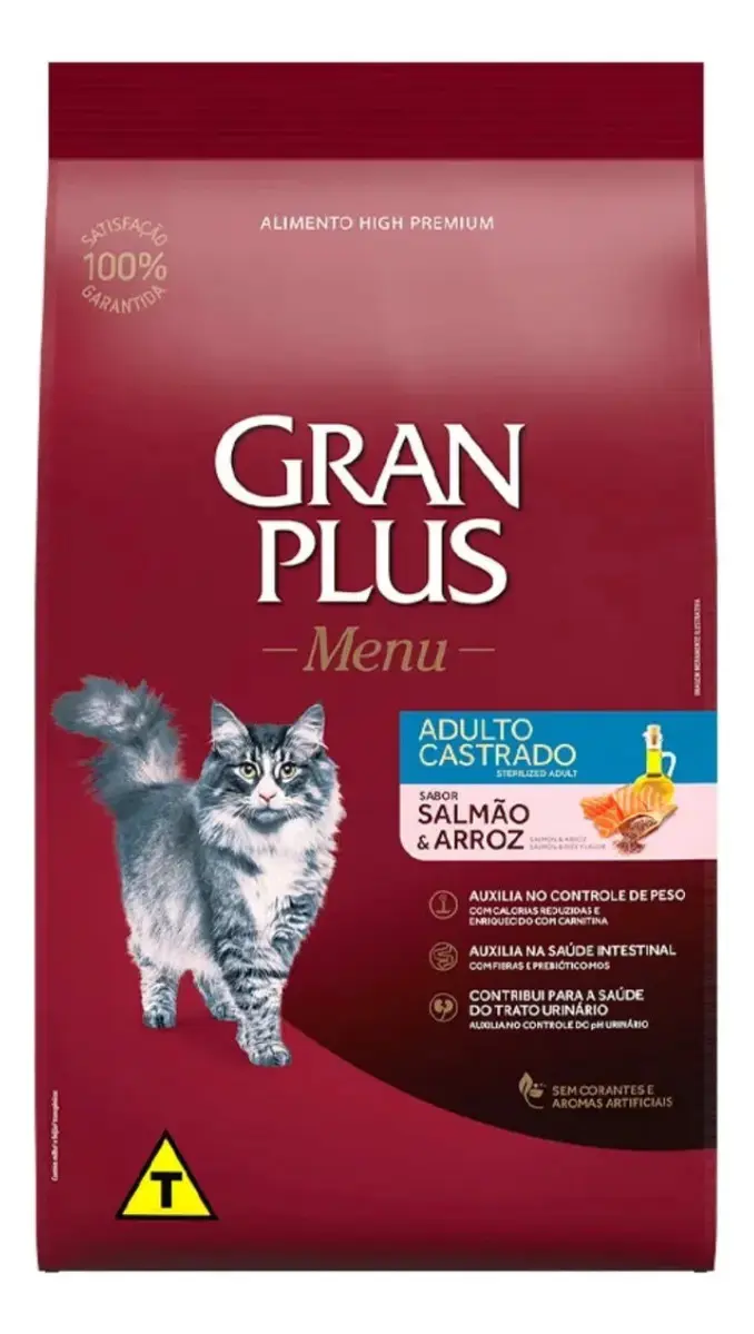 Gran Plus Menu Castrados Para Gato Adulto Sabor Salmão Y Arroz De 10.1 Kg