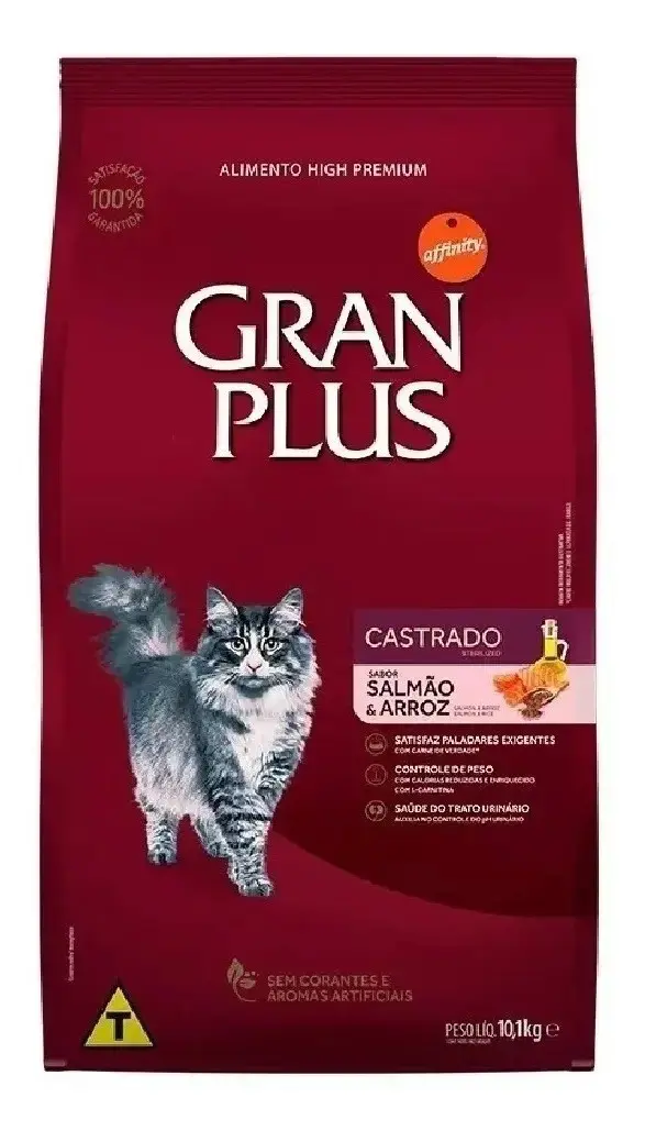 Gran Plus Menu Castrados Para Gato Adulto Sabor Salmão Y Arroz De 10.1 Kg thumbnail 2