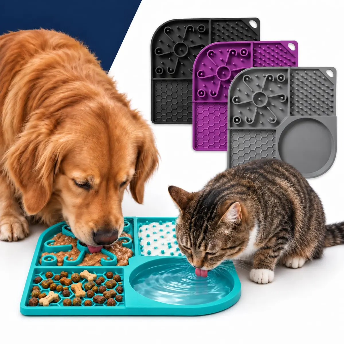 ALMA Store Lambedor para Cachorro e Gato 4 em 1 de Silicone com Comedouro Slow Feeder Antiestresse Antivoracidade Antiderrapante (preto)