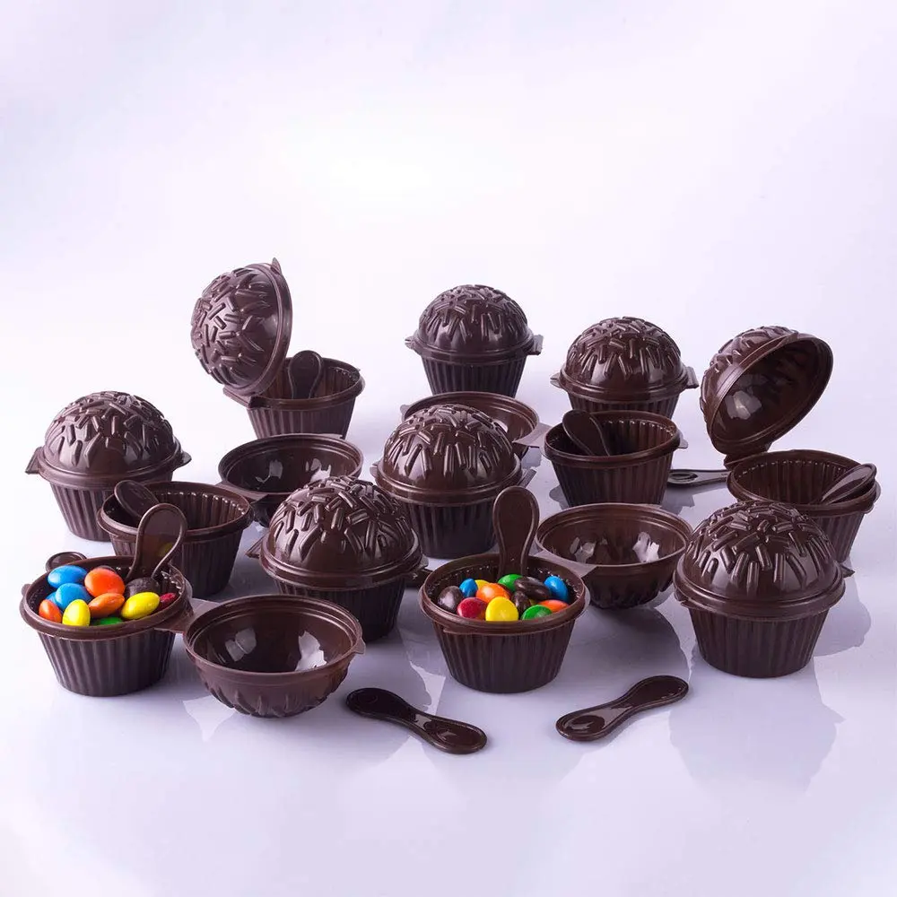 Porta Mix Mini Brigadeiro com Colher 12 Unidades, Marrom