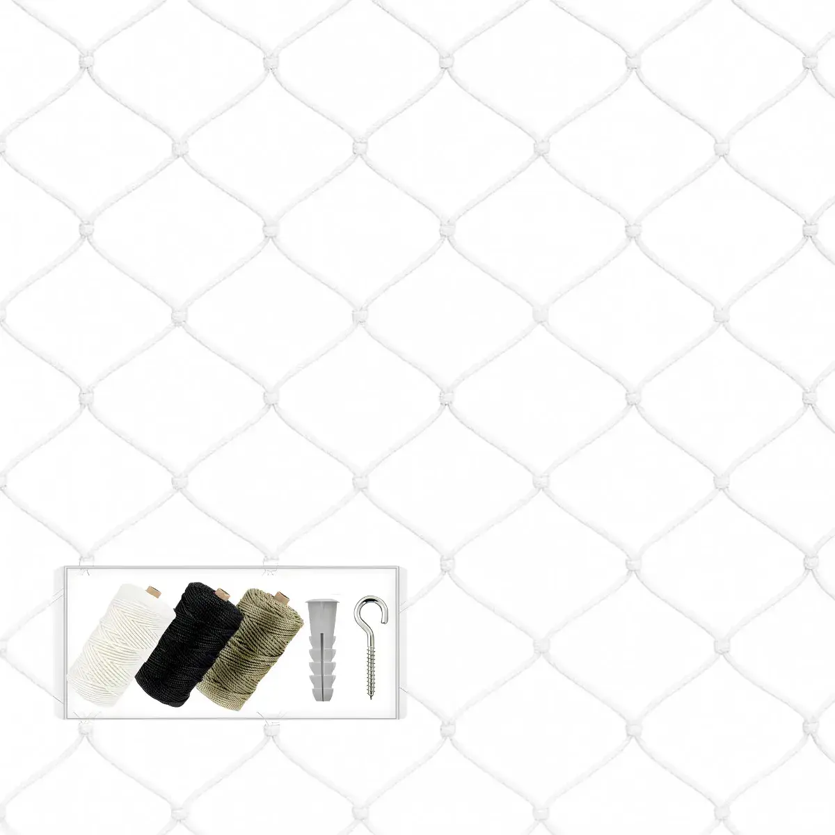 Kit 1,20x1,30 Completo Rede Tela De Proteção Para Janelas Cor Branca - 1