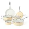 Martha Stewart Lockton Premium Antiaderente Pfa Free Cerâmica Interior 10 Peças Esmalte Panelas e Panelas de Alumínio - 1
