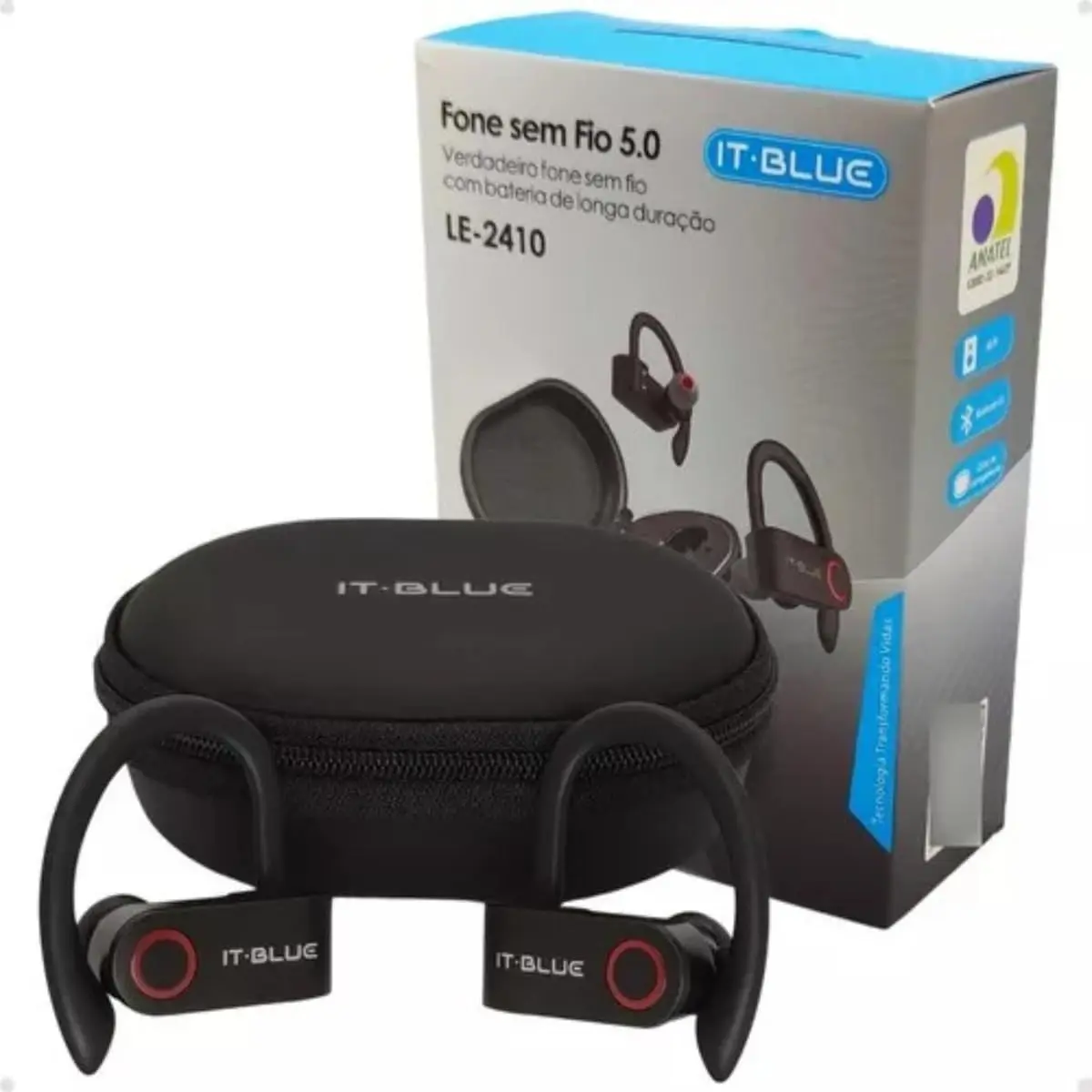 Fone de Ouvido Bluetooth Para Corridas, 96 Horas para Reprodução, Design Esportivo com Display de Led, Gancho De suporte Que Não Cai, Com Microfone Embutido, Perfeito Para Treinos - Premium