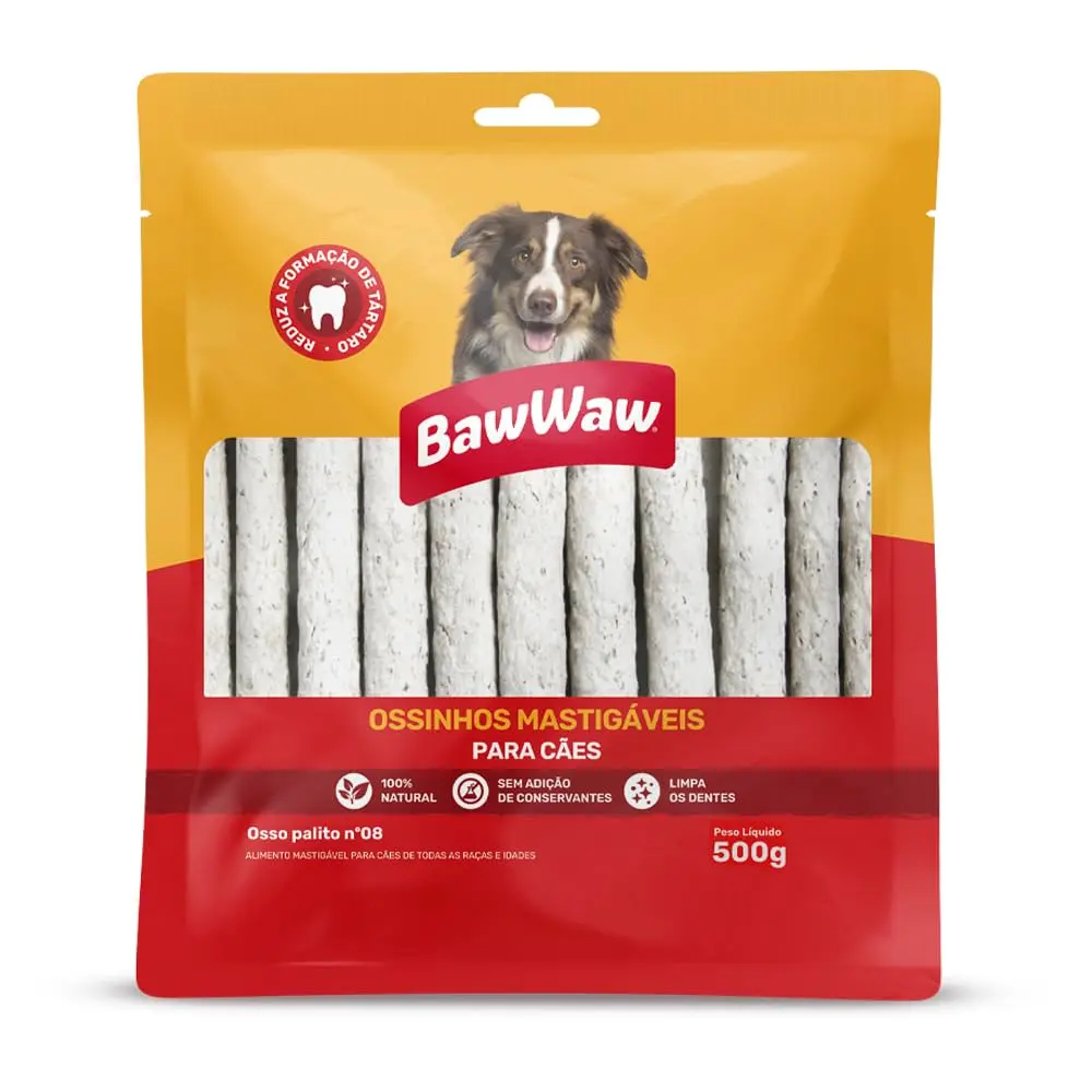 Osso Palito Baw Waw para cães nº08 500g