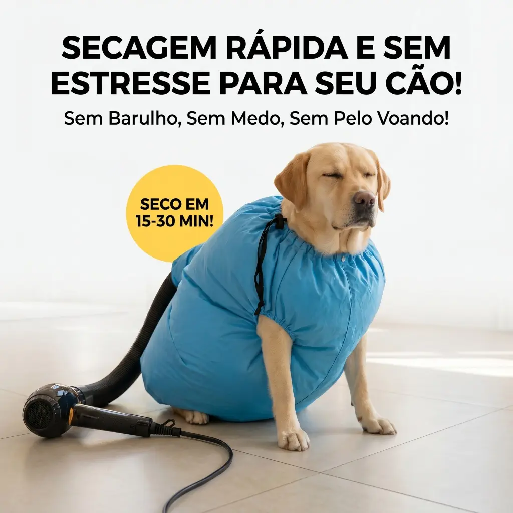 Saco Secador para Pet - Secagem Rápida 15-30min, Pelos Secos, Anti-Ansiedade, Para Cães e Gatos, Lavável, Reutilizável - 1